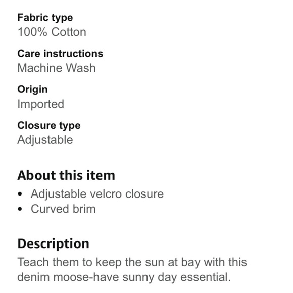 Kids Denim Baseball Cap with Pink Moose Motif - Picture 4 of 4